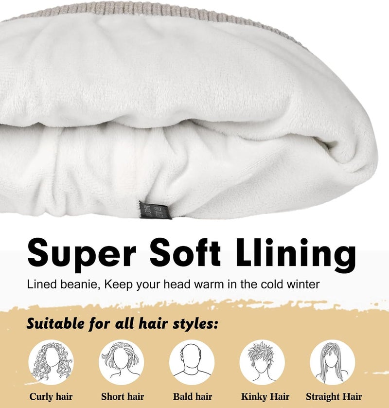 Wmcaps Winter Beanie for Men Women, Fleece Lined Beanie Soft Warm Knit Hat Ski Stocking Cuffed Cap - Image 3